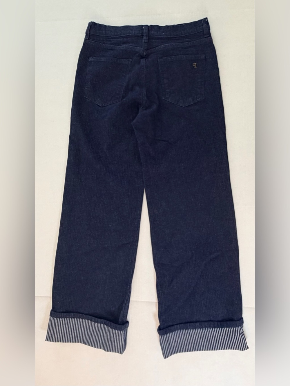 Pilcro Women's Dark Wash Denim High Waisted Wide Leg Cuffed Jeans Size 29p - Picture 4 of 15
